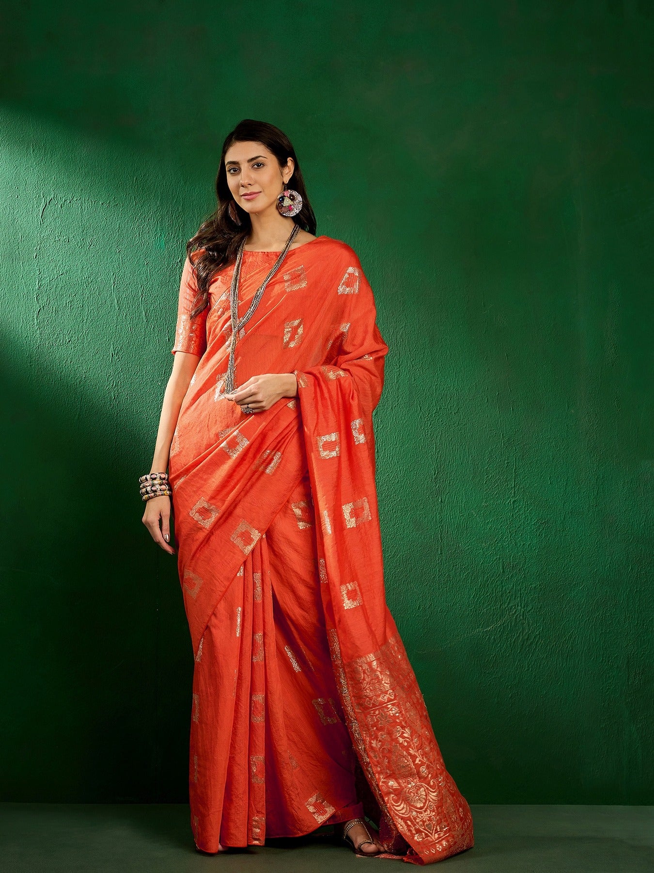 Women's Fanta Cotton Blend Weaving Work Saree By Epic Ethnics
