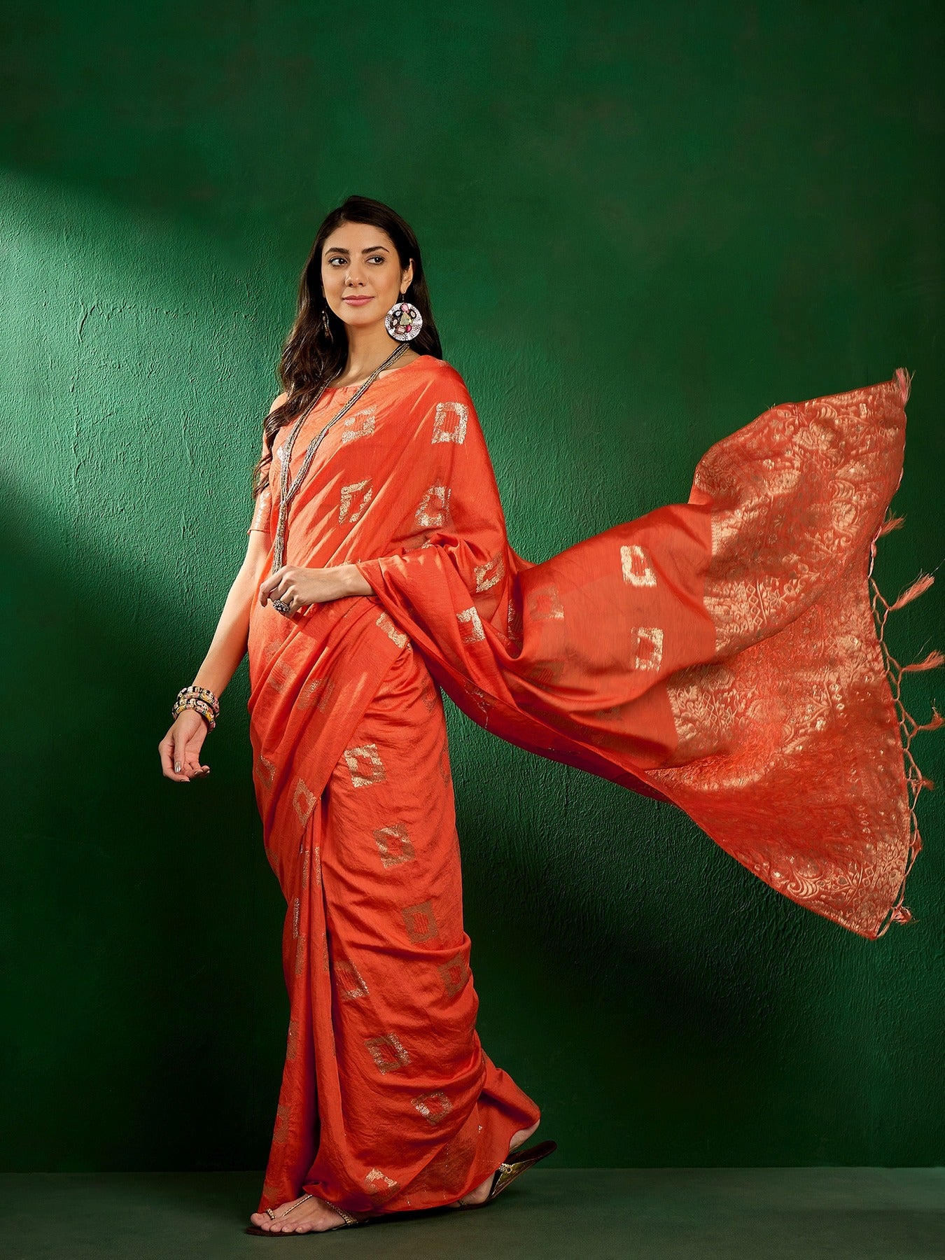 Women's Fanta Cotton Blend Weaving Work Saree By Epic Ethnics
