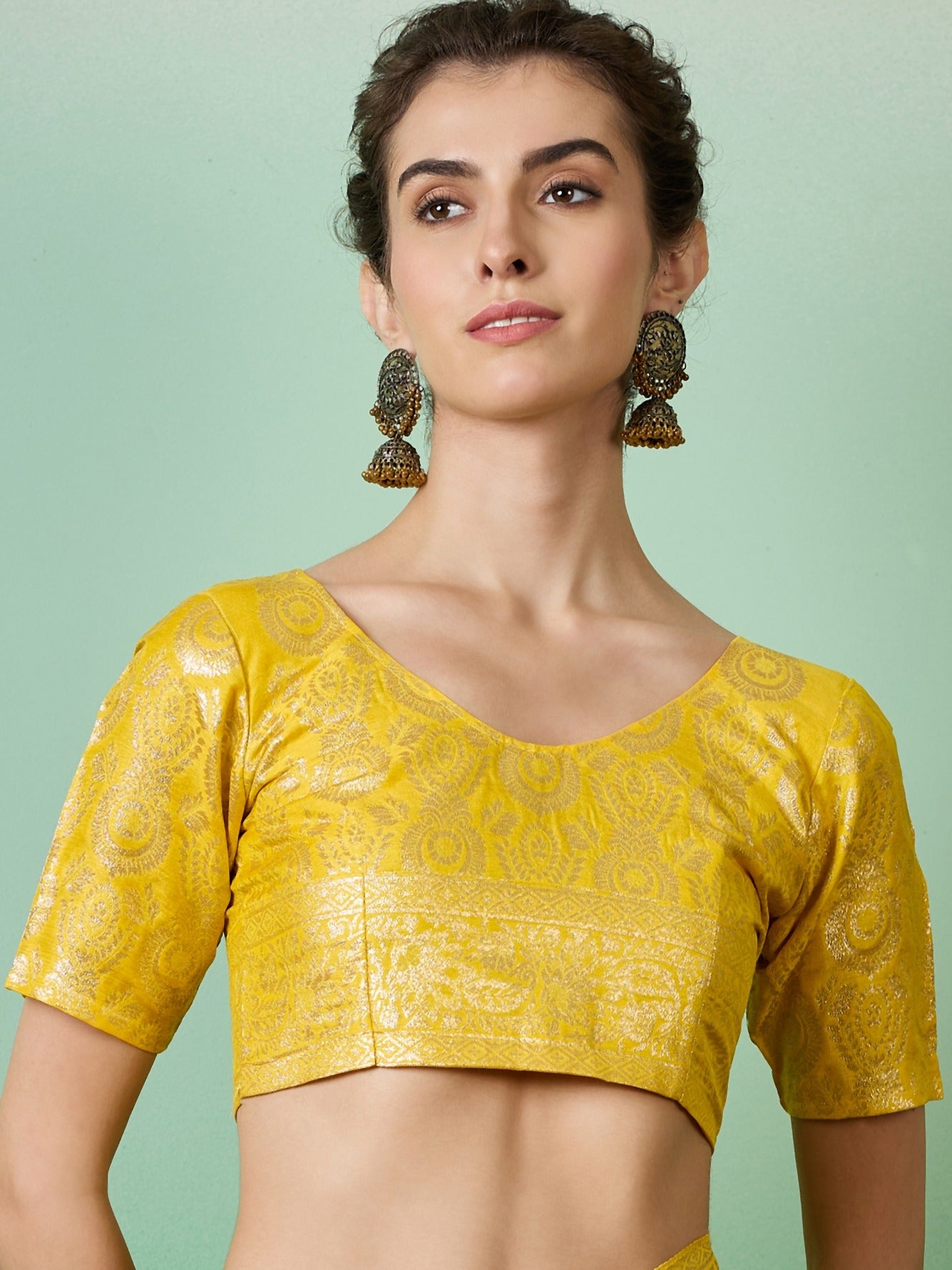 Women's Yellow Staple Dola Jacquard Weaving Work Saree By Epic Ethnics