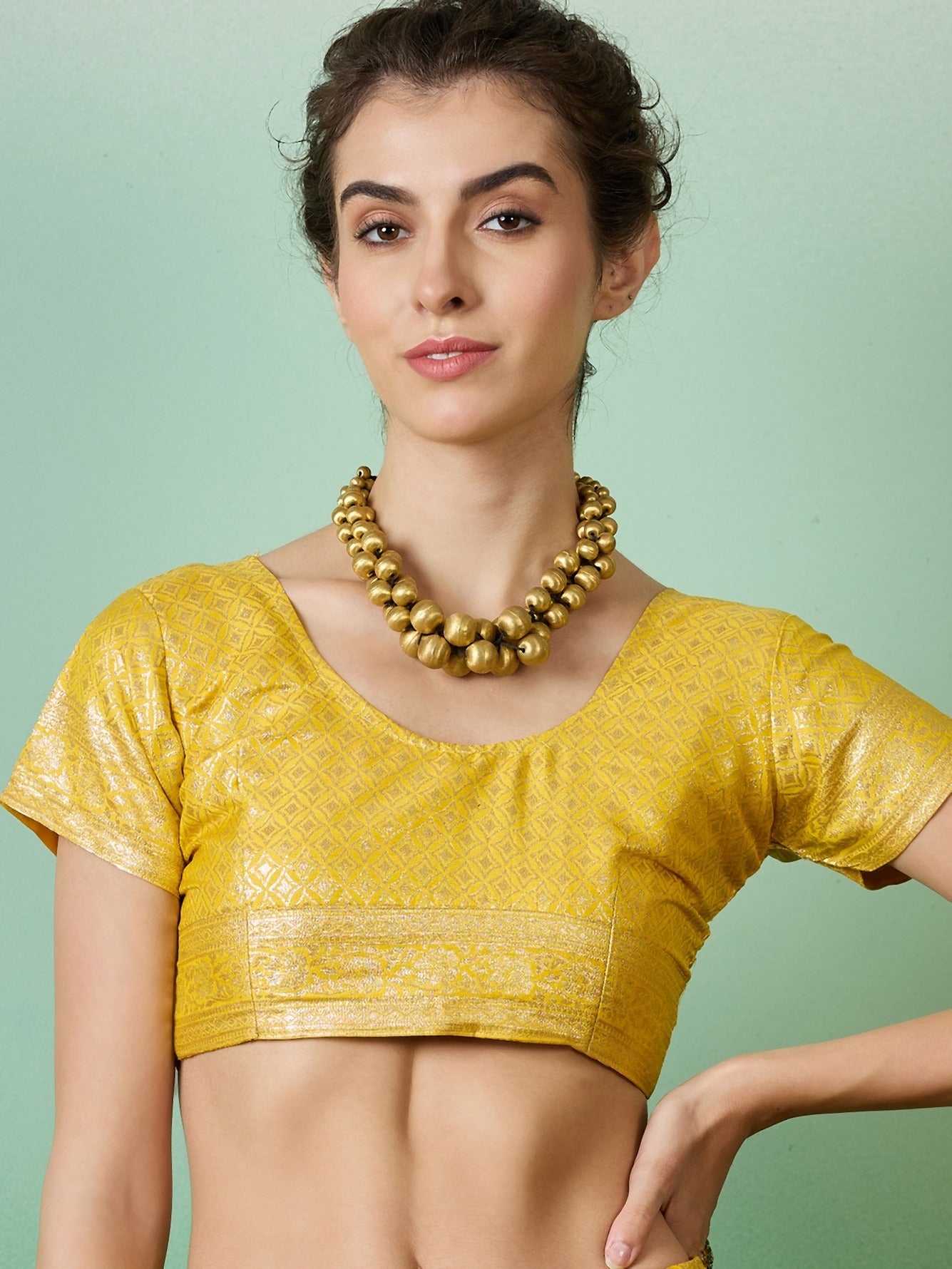 Women's Yellow Staple Dola Jacquard Weaving Work Saree By Epic Ethnics