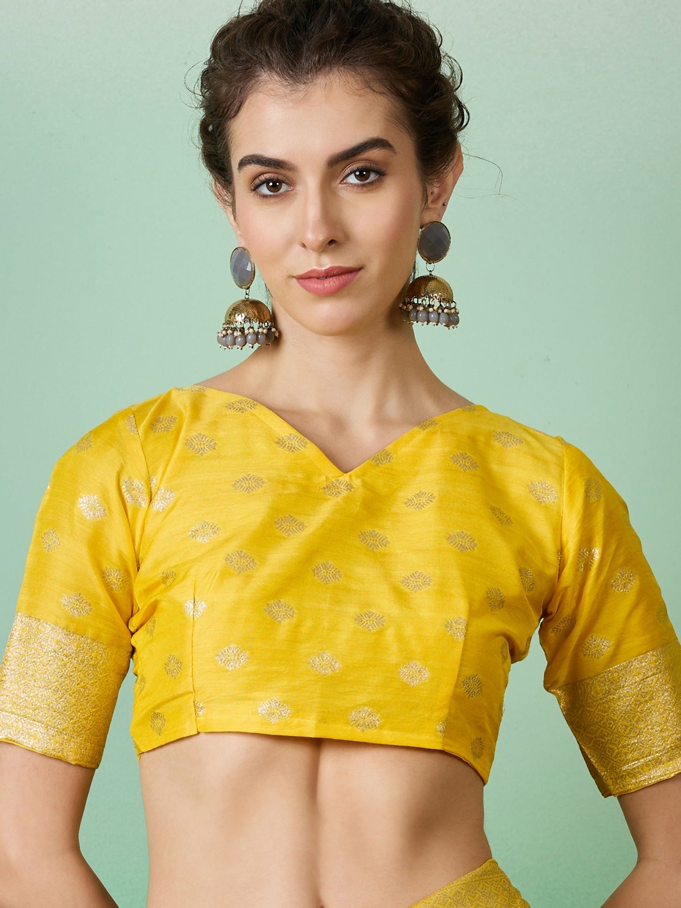 Women's Yellow Staple Dola Jacquard Weaving Work Saree By Epic Ethnics