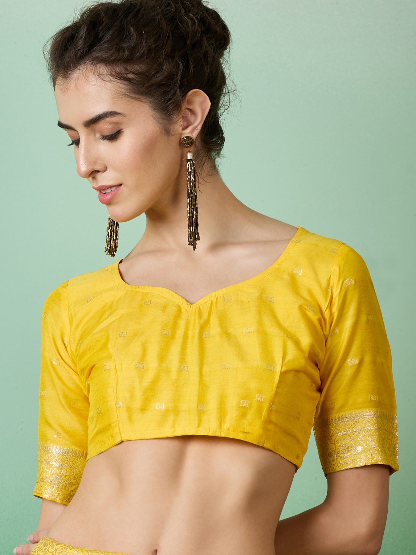 Women's Yellow Staple Jacquard Dola Weaving Work Saree By Epic Ethnics