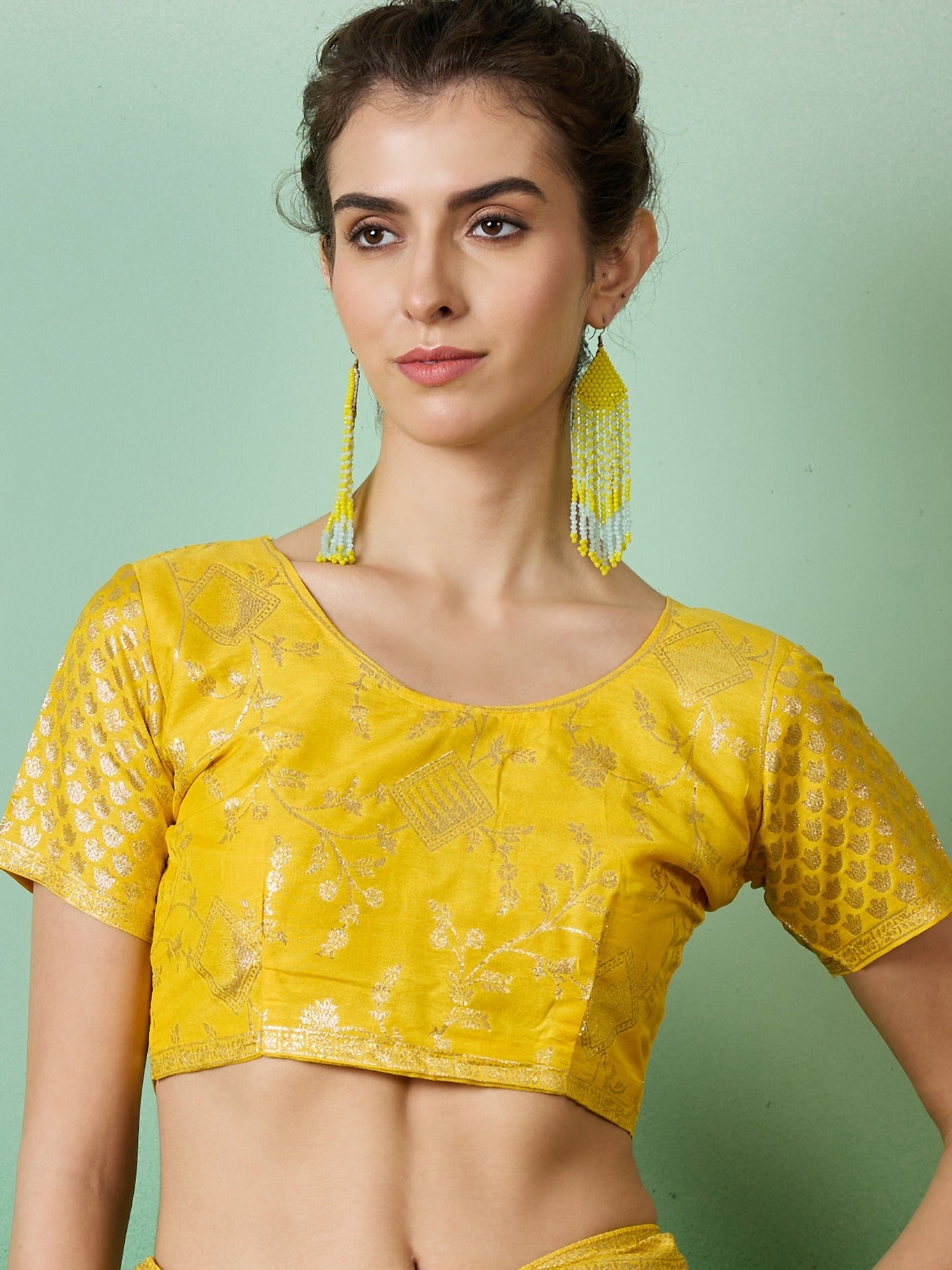 Women's Yellow Staple Jacquard Dola Weaving Work Saree By Epic Ethnics