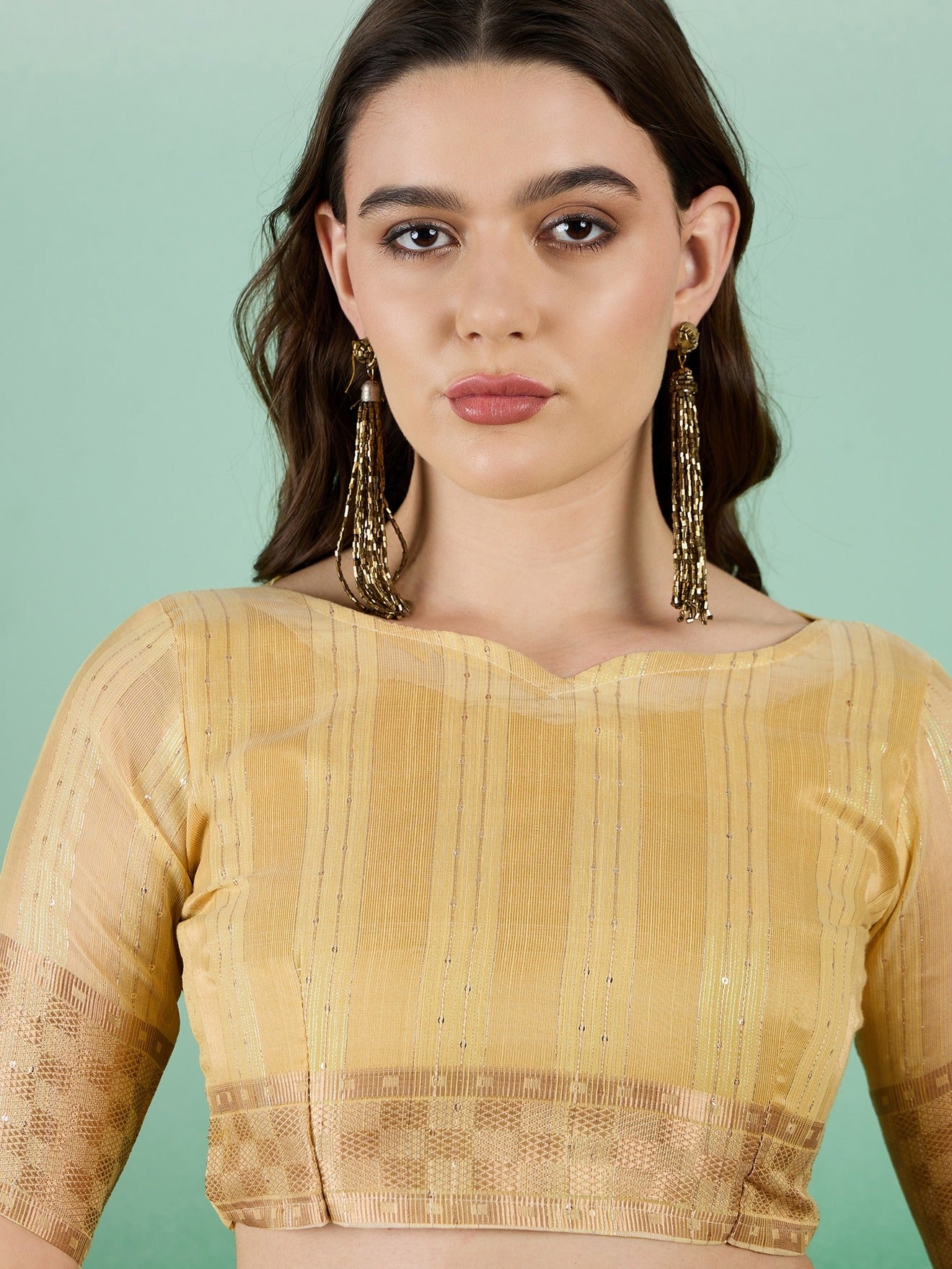 Women's Yellow Khadi Organza Weaving Work Saree By Epic Ethnics
