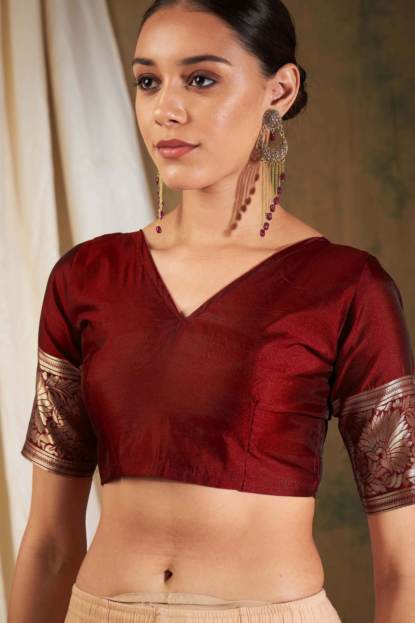 Women's Maroon Banarasi Silk Weaving Work Saree By Epic Ethnics