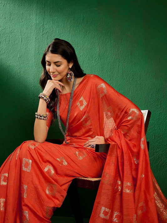 Women's Fanta Cotton Blend Weaving Work Saree By Epic Ethnics