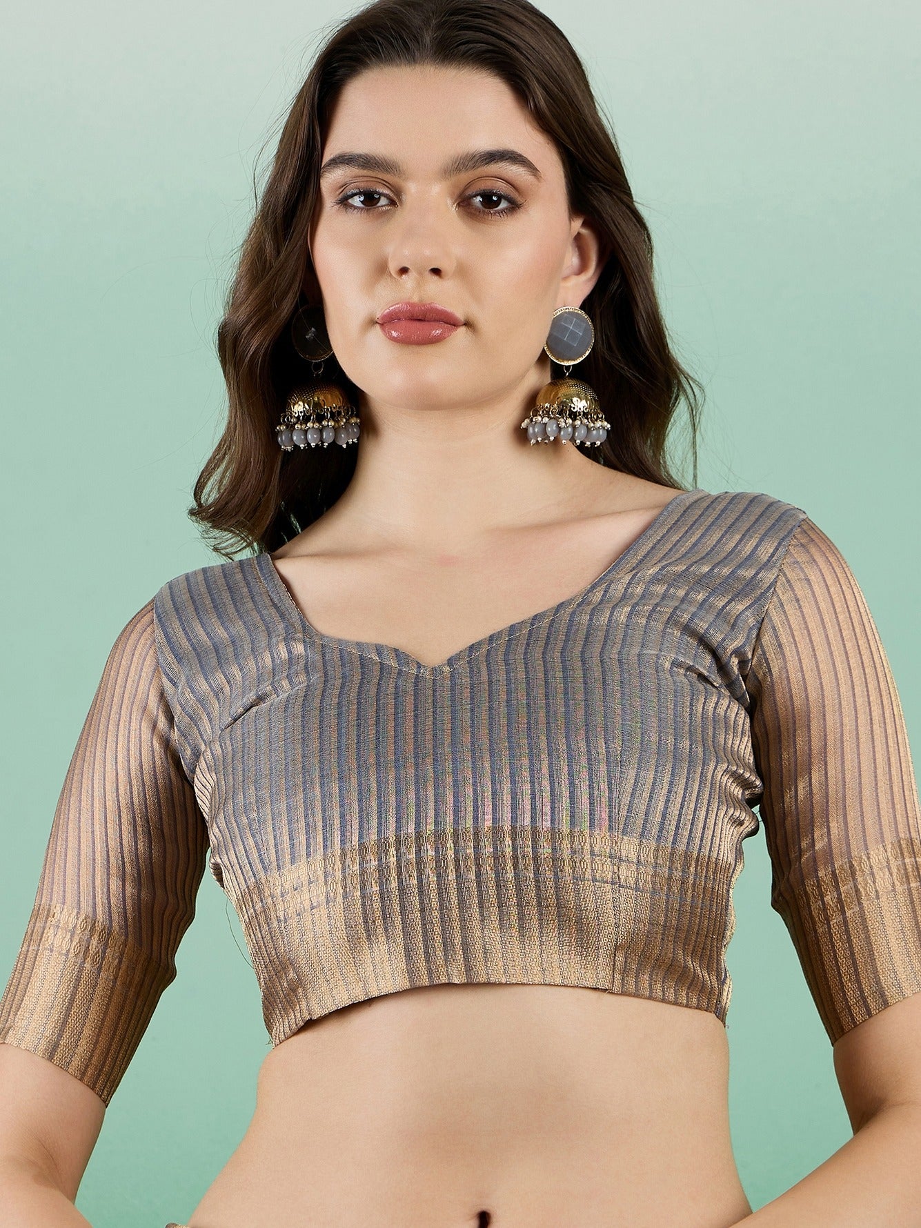 Women's Grey Khadi Organza Weaving Work Saree By Epic Ethnics