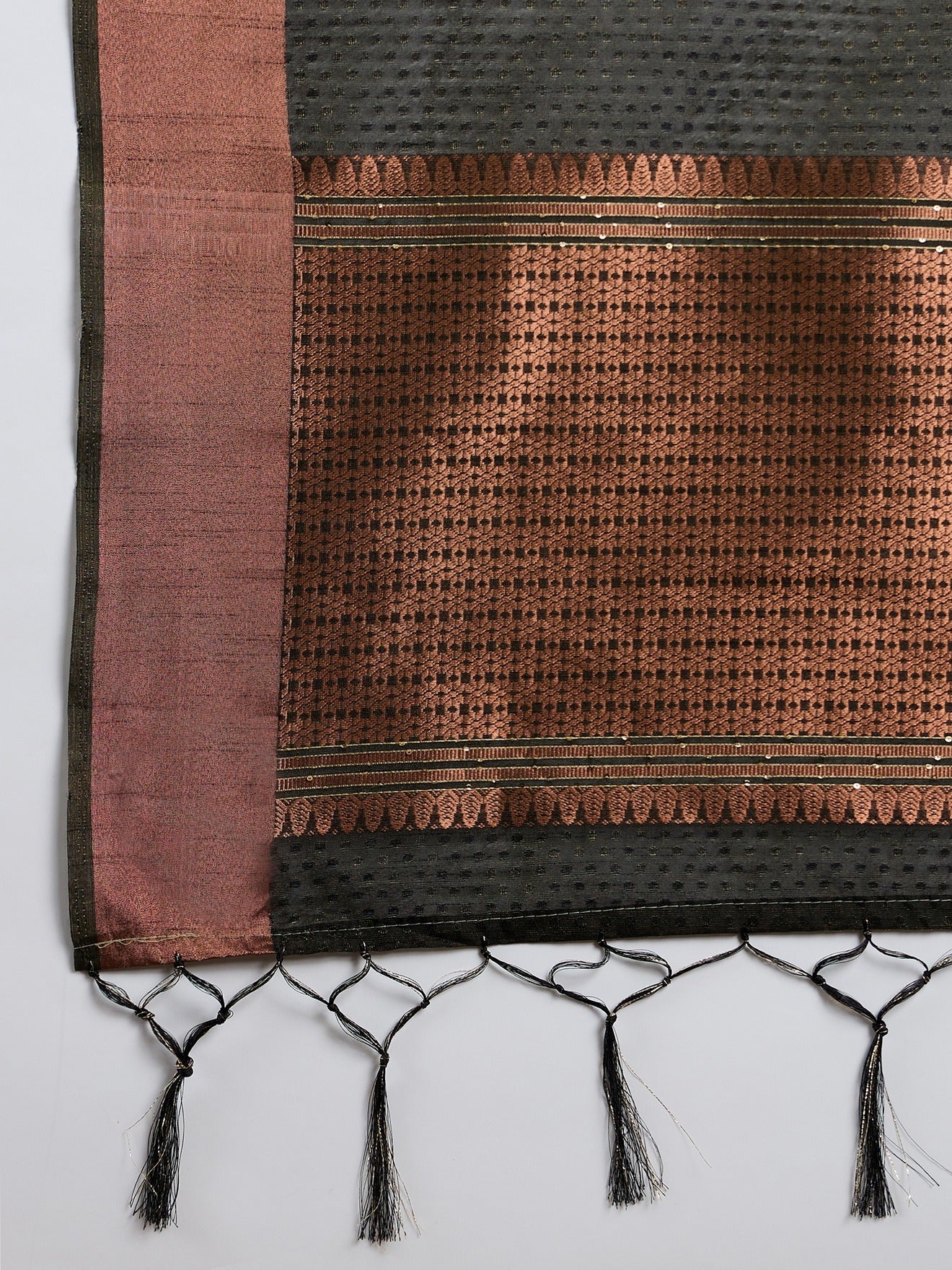 Women's Black Khadi Organza Weaving Work Saree By Epic Ethnics