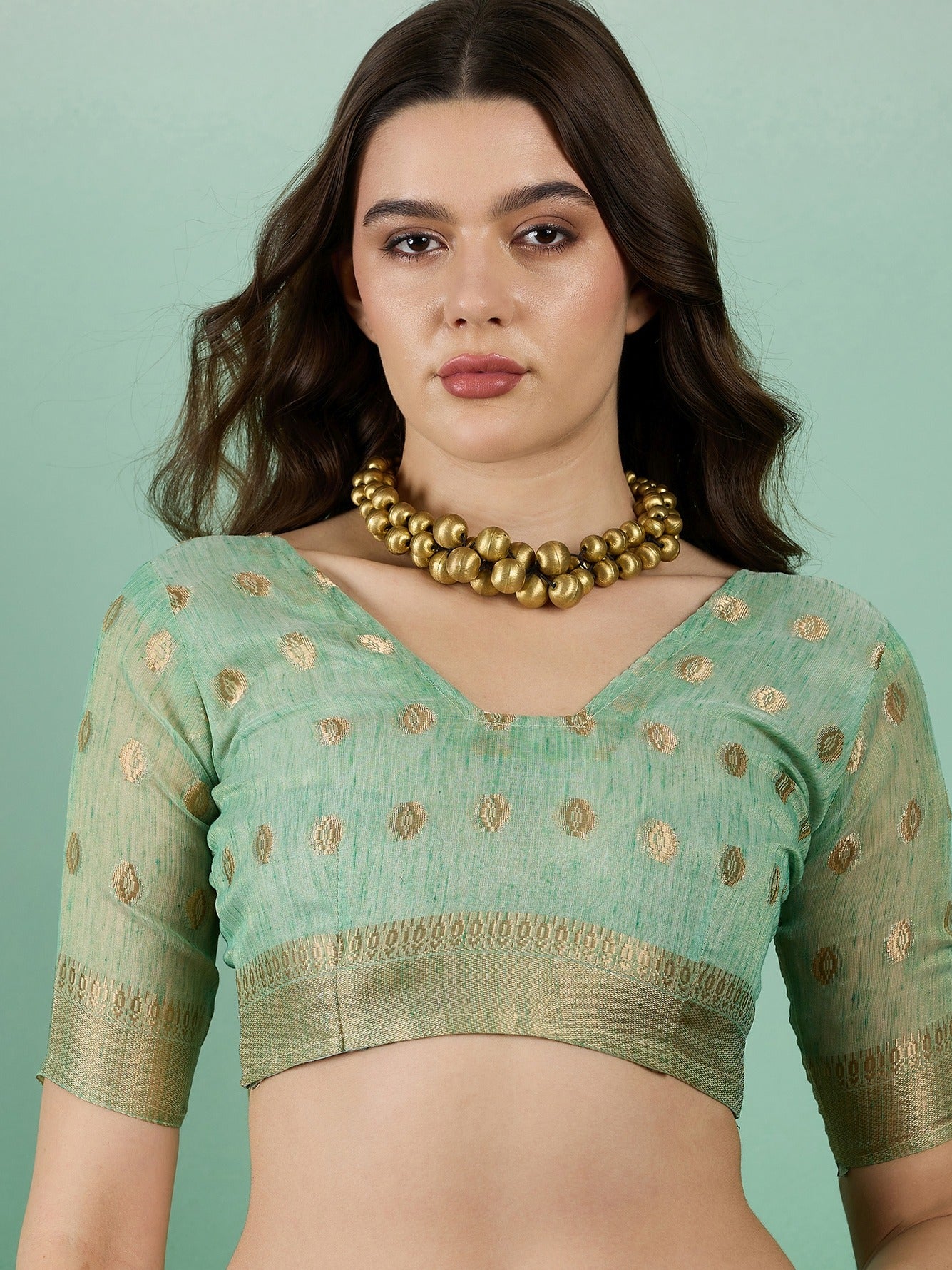 Women's Green Jacquard Khadi Organza Weaving Work Saree By Epic Ethnics