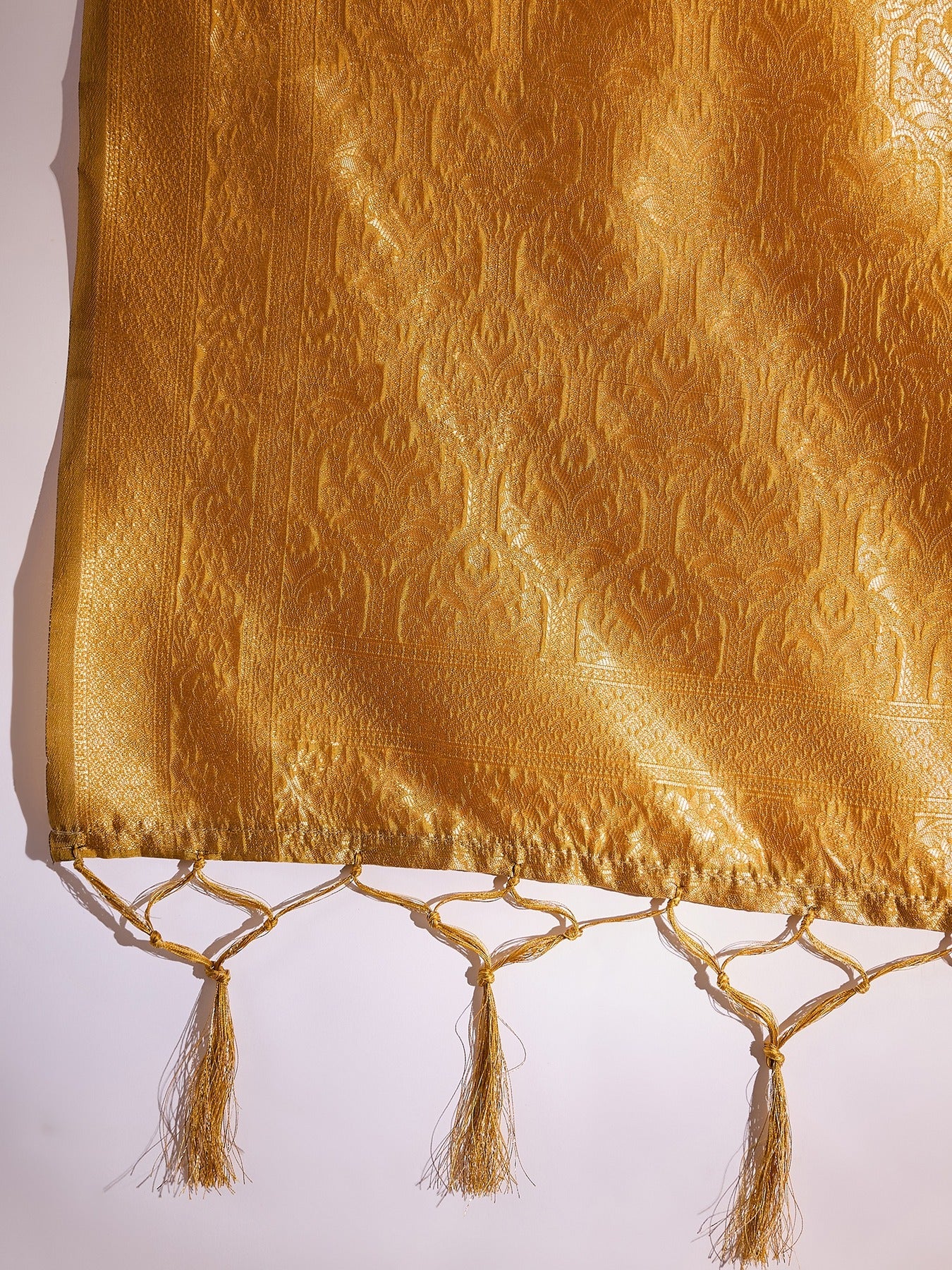 Women's Mustard Banarasi Silk Weaving Work Saree By Epic Ethnics